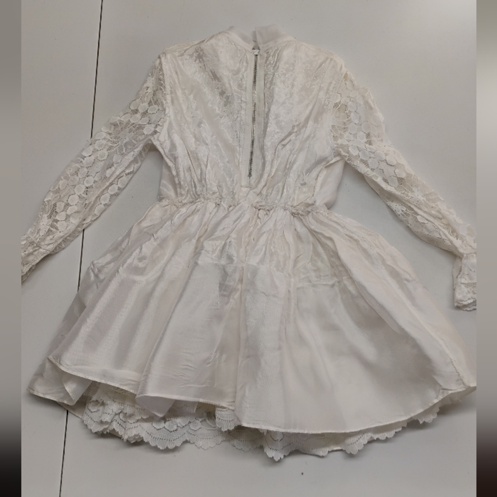 Laced Vintage Toddler Dress Sz 20" Chest Fit n Flare White Lined - Picture 14 of 16